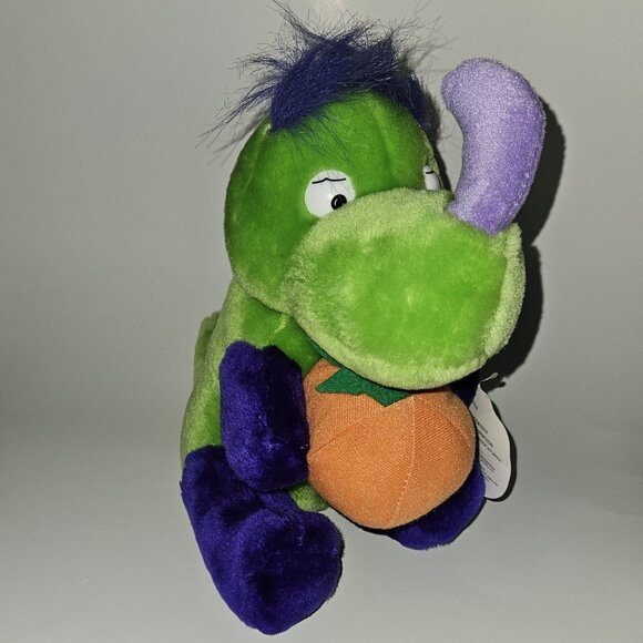 VTG Kellytoy Halloween Plush 9.5" Toy Dinosaur Pumpkin Green Purple Orange w/TAG - Picture 5 of 12